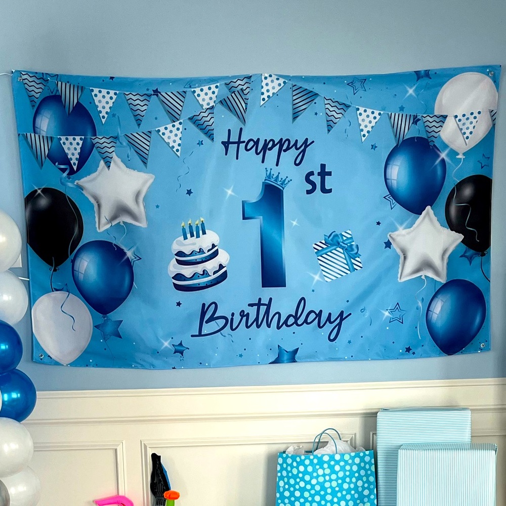 Happy 1st Birthday banner 72.8 x 43.3 photo backdrop background tapestry